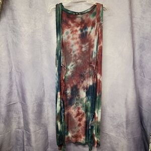 Coin 1904 Tie Dye Maxi Hooded Vest